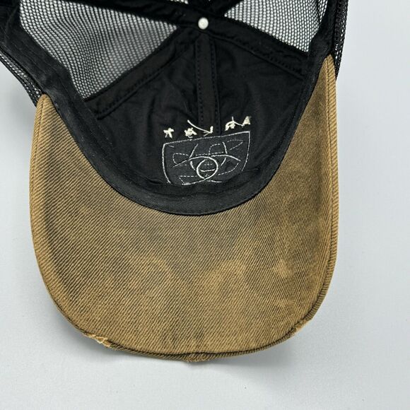Distressed Ariat Brown Black Baseball Truckers Mesh Hat Adjustable Strap Western - Picture 9 of 12